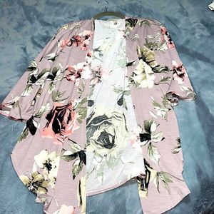LIME & CHILI LT PURPLE FLORAL CARDIGAN / COVER UP